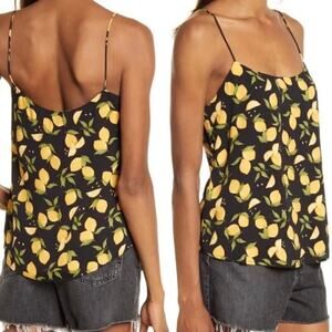 Reformation Atticus Black Top in Lemon Drop WOMENS MEDIUM